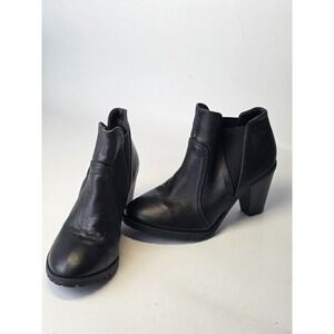 ALDO Women's Black Leather Ankle Boots Size 37 Slip On Shoes